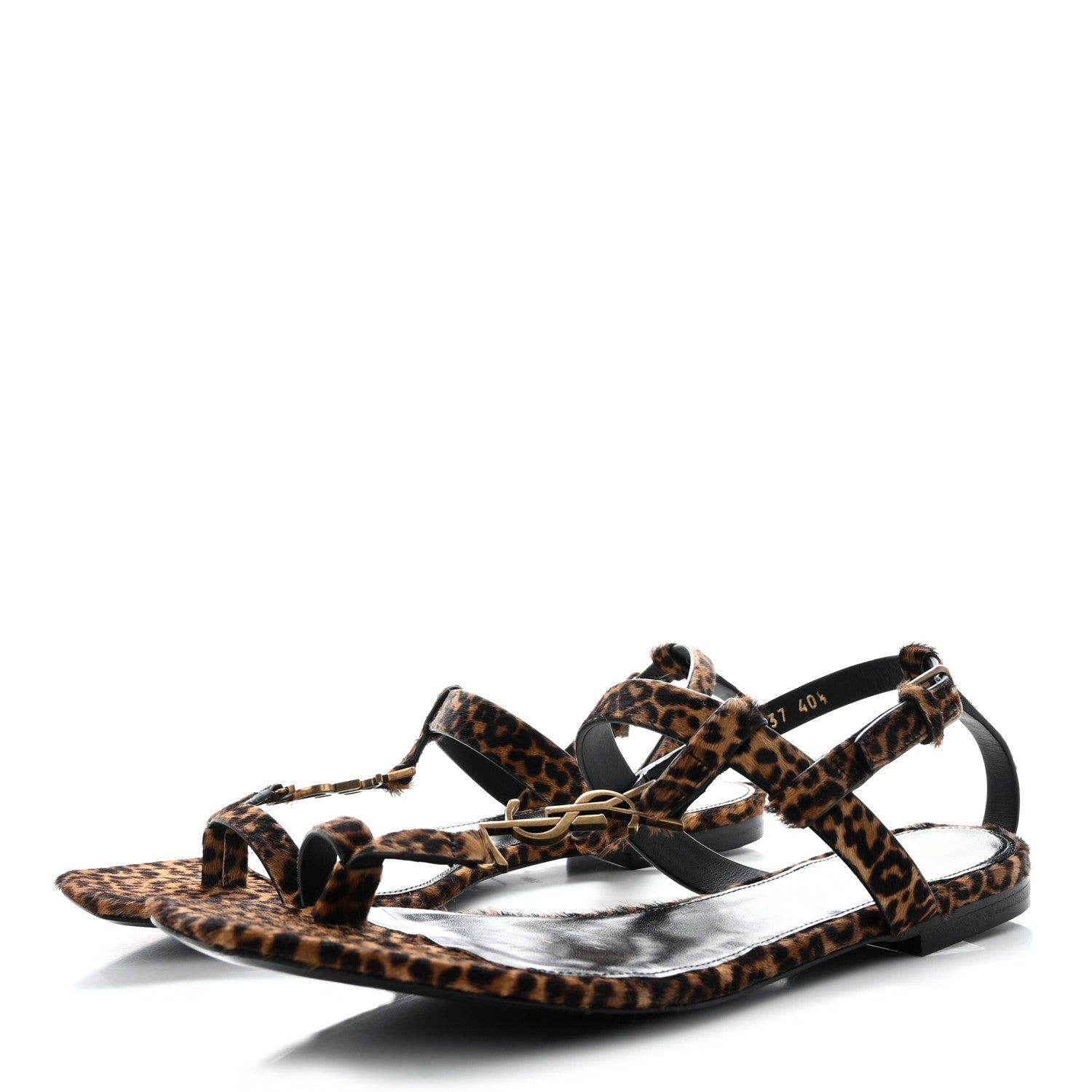 Saint Laurent Pony Hair Leopard Cassandra Monogram Sandals 40.5 Naturale 3 of 10