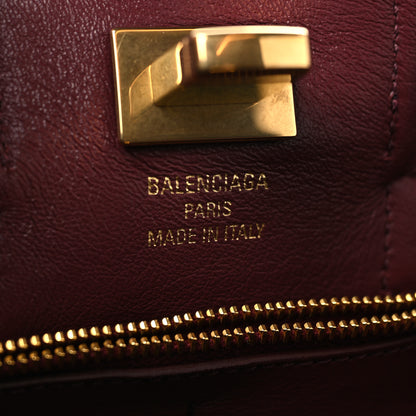 Balenciaga Calfskin Crocodile Embossed Mini Bel Air Carry All Bag Dark Burgundy 6 of 9