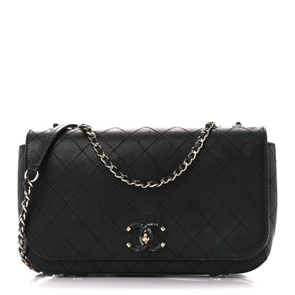 Chanel Calfskin Stitched Medium Covered CC Flap Bag Black 1 of 15