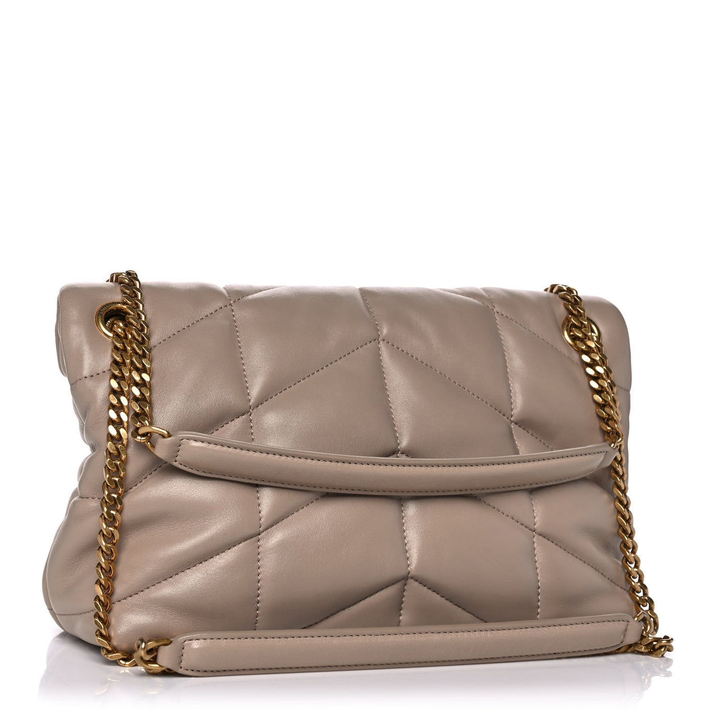 Lambskin Quilted Small Loulou Puffer Monogram Chain Satchel Dark Beige