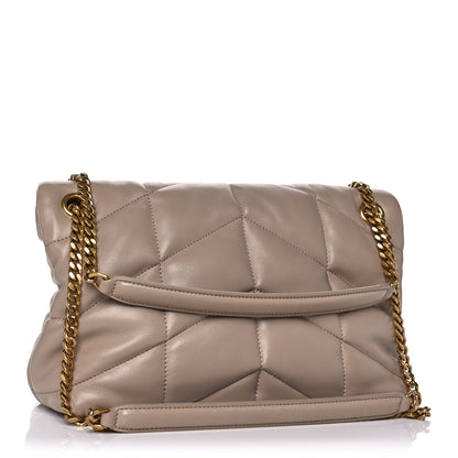 Saint Laurent Lambskin Quilted Small Loulou Puffer Monogram Chain Satchel Dark Beige 3 of 14