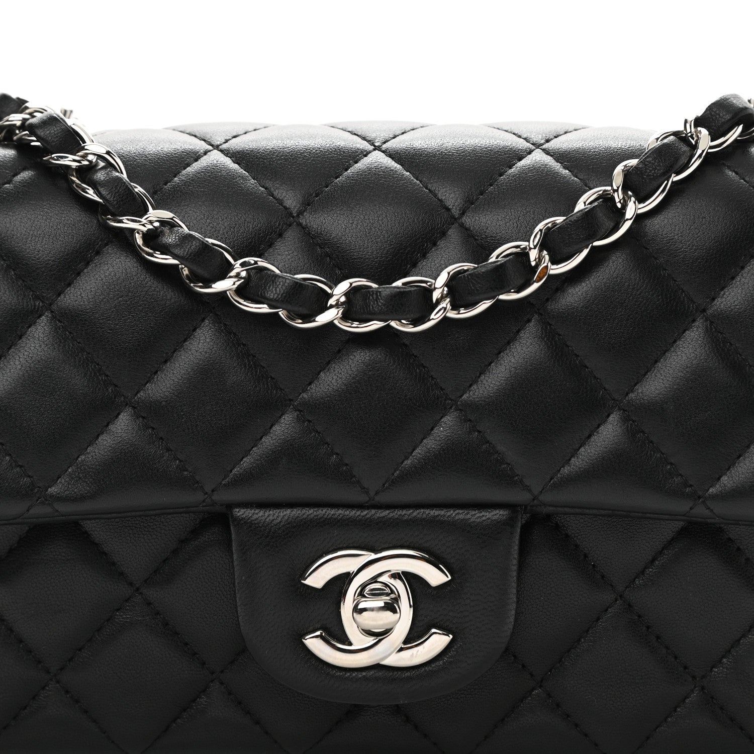 Chanel Lambskin Quilted Mini Rectangular Flap Black 9 of 11