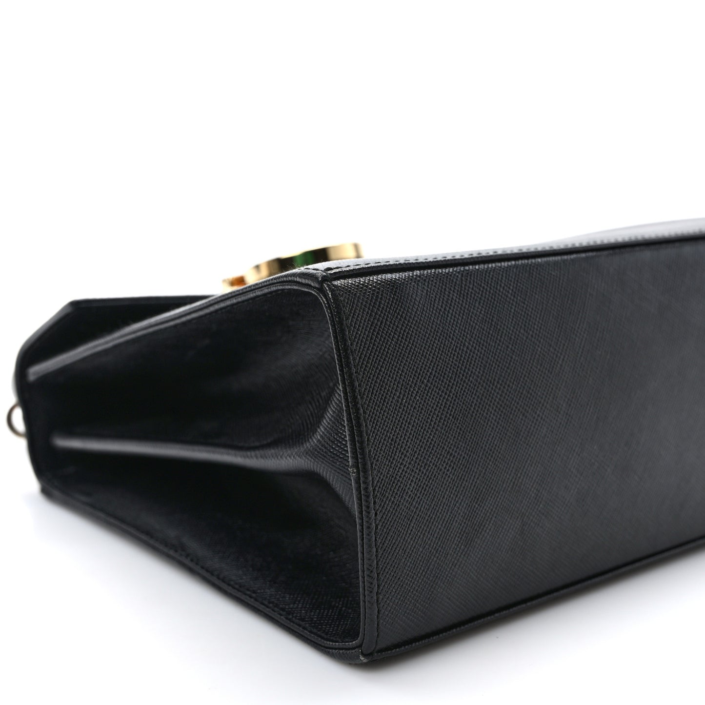 Hammered Calfskin Small Iconic Top Handle Bag Black