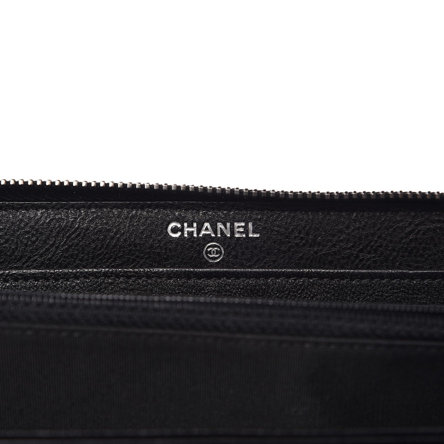 Calfskin Quilted Boy Chain Large Gusset Zip Around Wallet Black