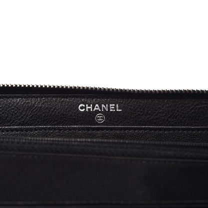 Chanel Calfskin Quilted Boy Chain Large Gusset Zip Around Wallet Black 6 of 9