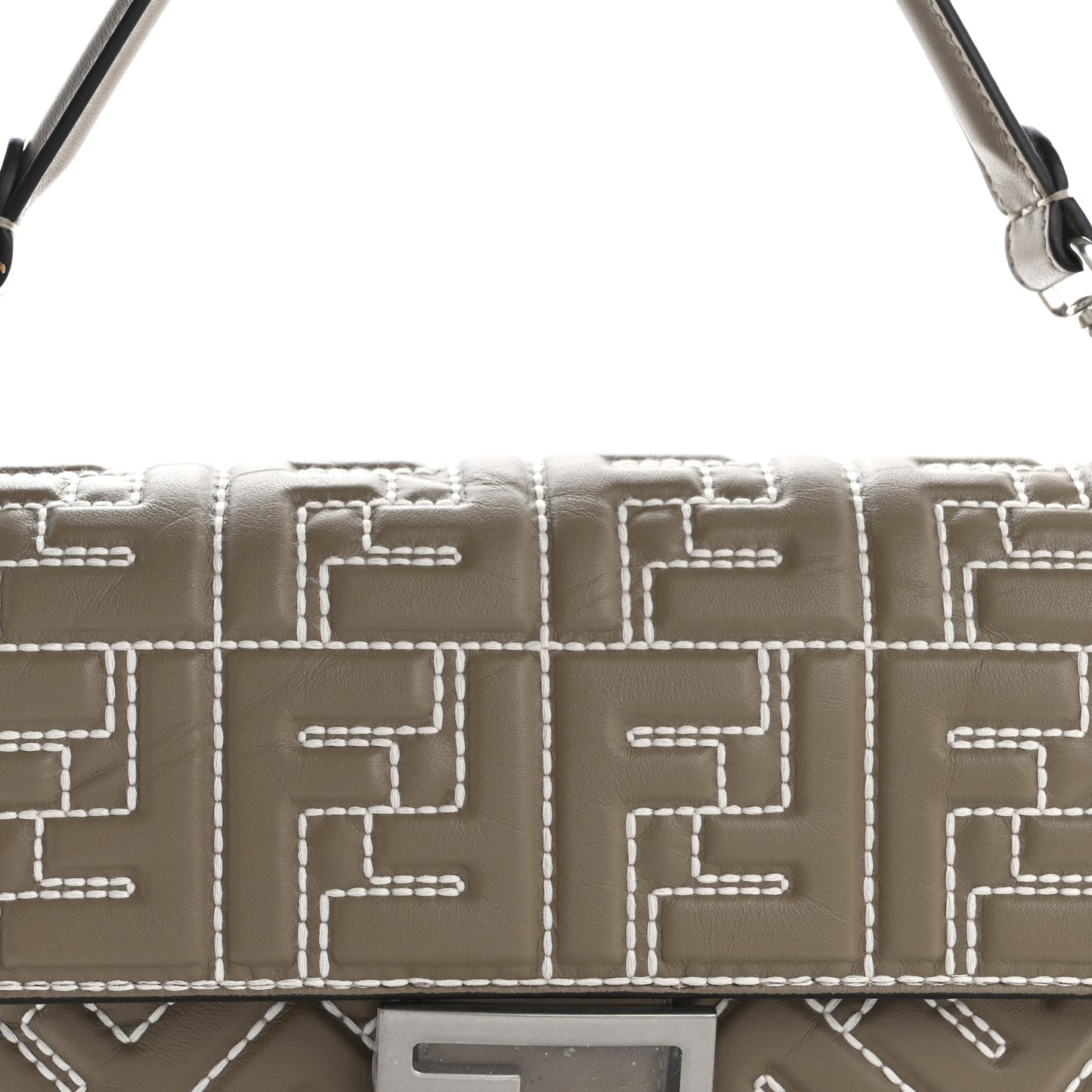 Nappa FF 1974 Embossed Stitched Baguette Tortora