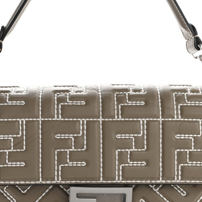 Fendi Nappa FF 1974 Embossed Stitched Baguette Tortora 9 of 13