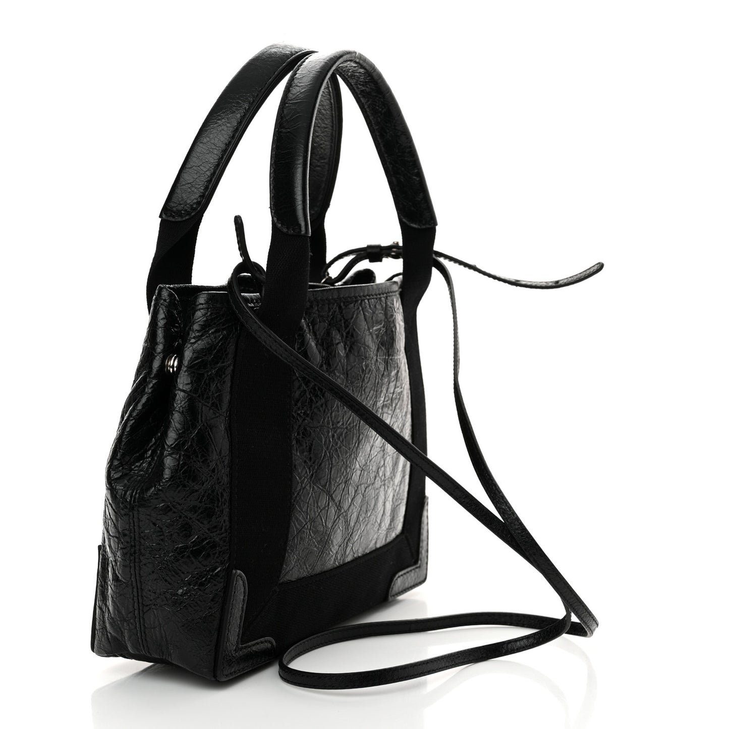 Agneau Stadio Ruban Viscose Navy Cabas Tote XS Black