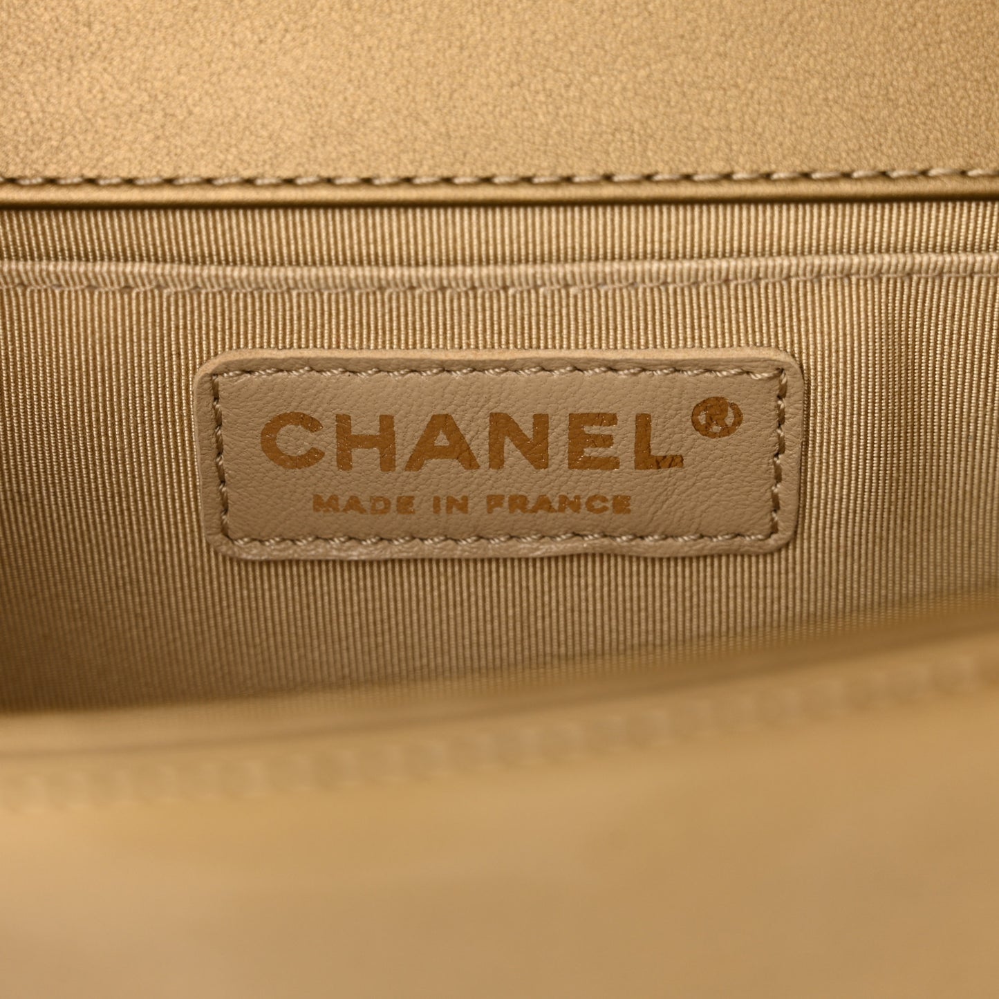 Metallic Patent Calfskin Quilted Small Boy Flap Gold