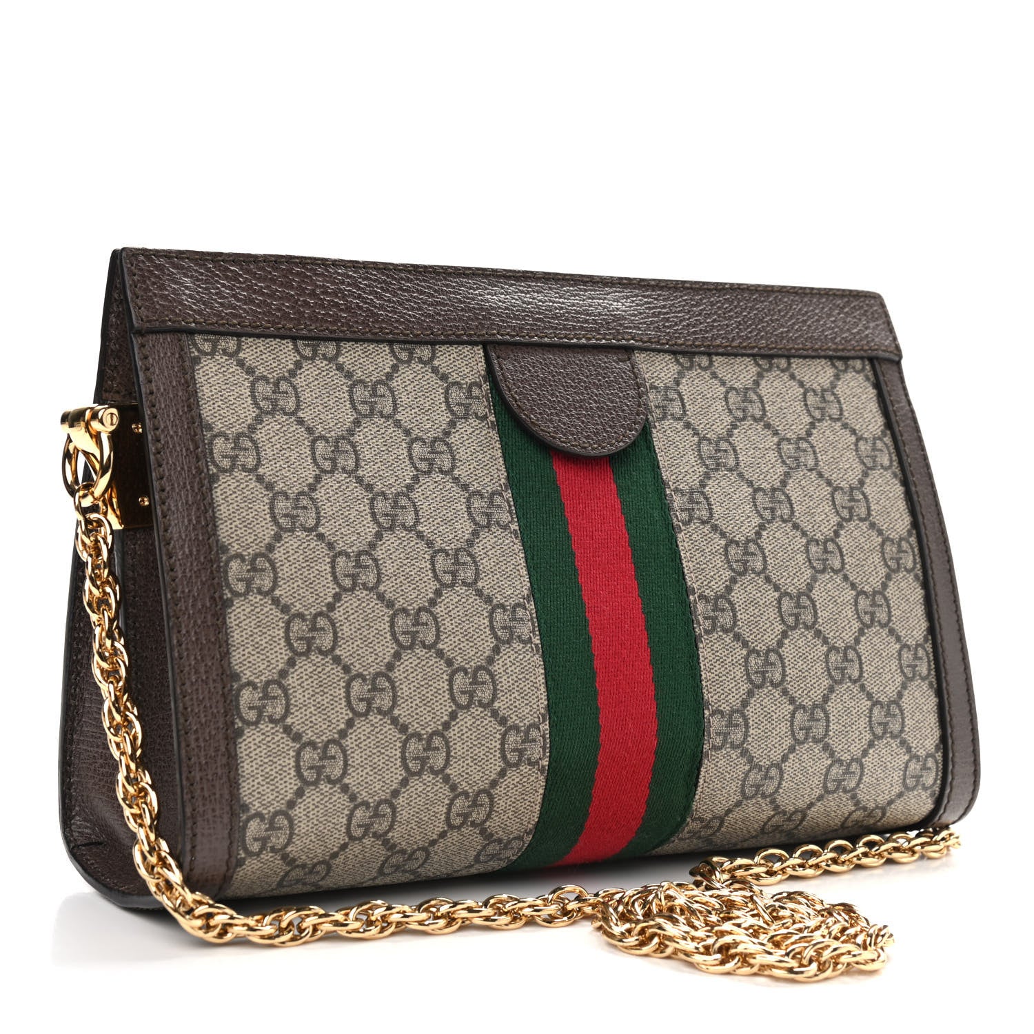 Gucci GG Supreme Monogram Web Small Ophidia Chain Shoulder Bag Brown 3 of 11
