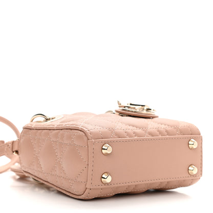 Christian Dior Lambskin Cannage Micro Lady Dior Rose Des Vents 4 of 10
