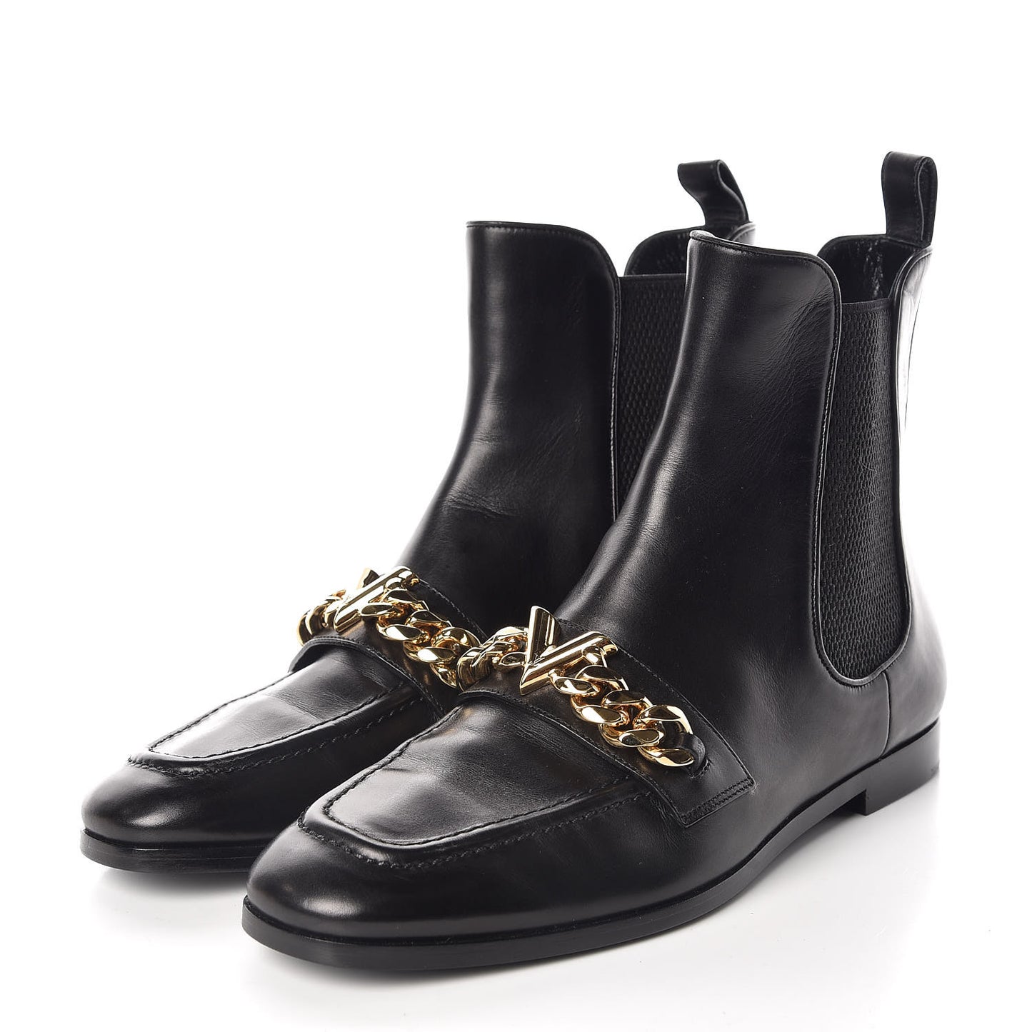 Calfskin Prime Time Flat Ankle Boots 37 Black