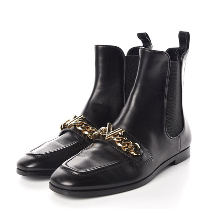 Louis Vuitton Calfskin Prime Time Flat Ankle Boots 37 Black 3 of 7