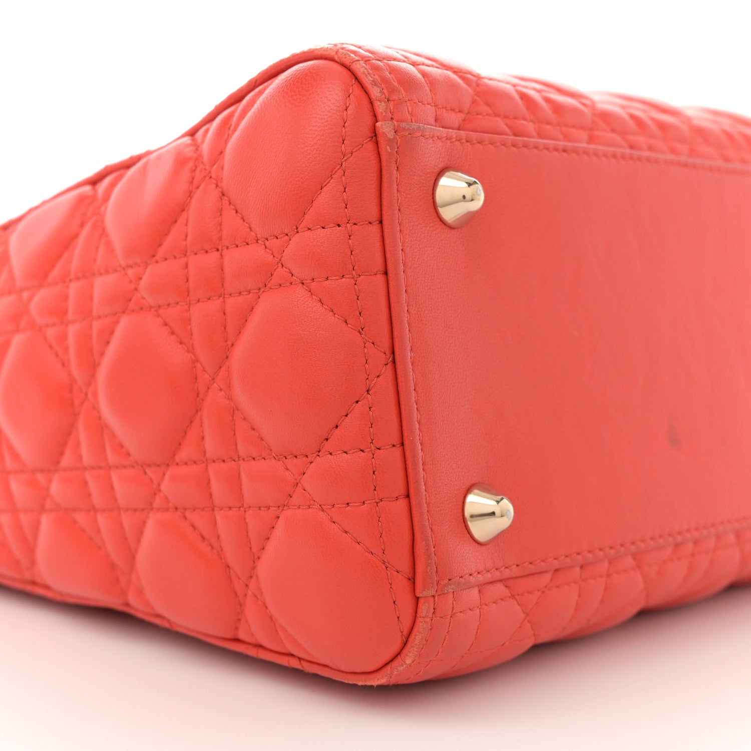 Christian Dior Lambskin Cannage Large Lady Dior Orange 9 of 13