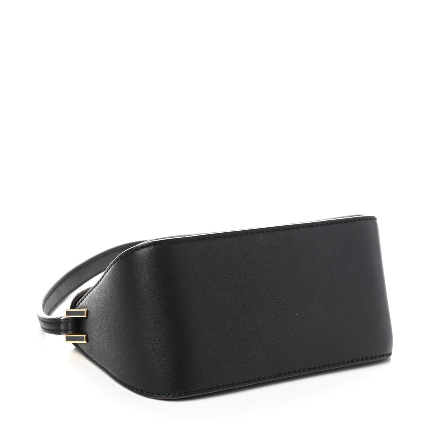 Vitello Flamingo Enamel Mini Mama Baguette Black