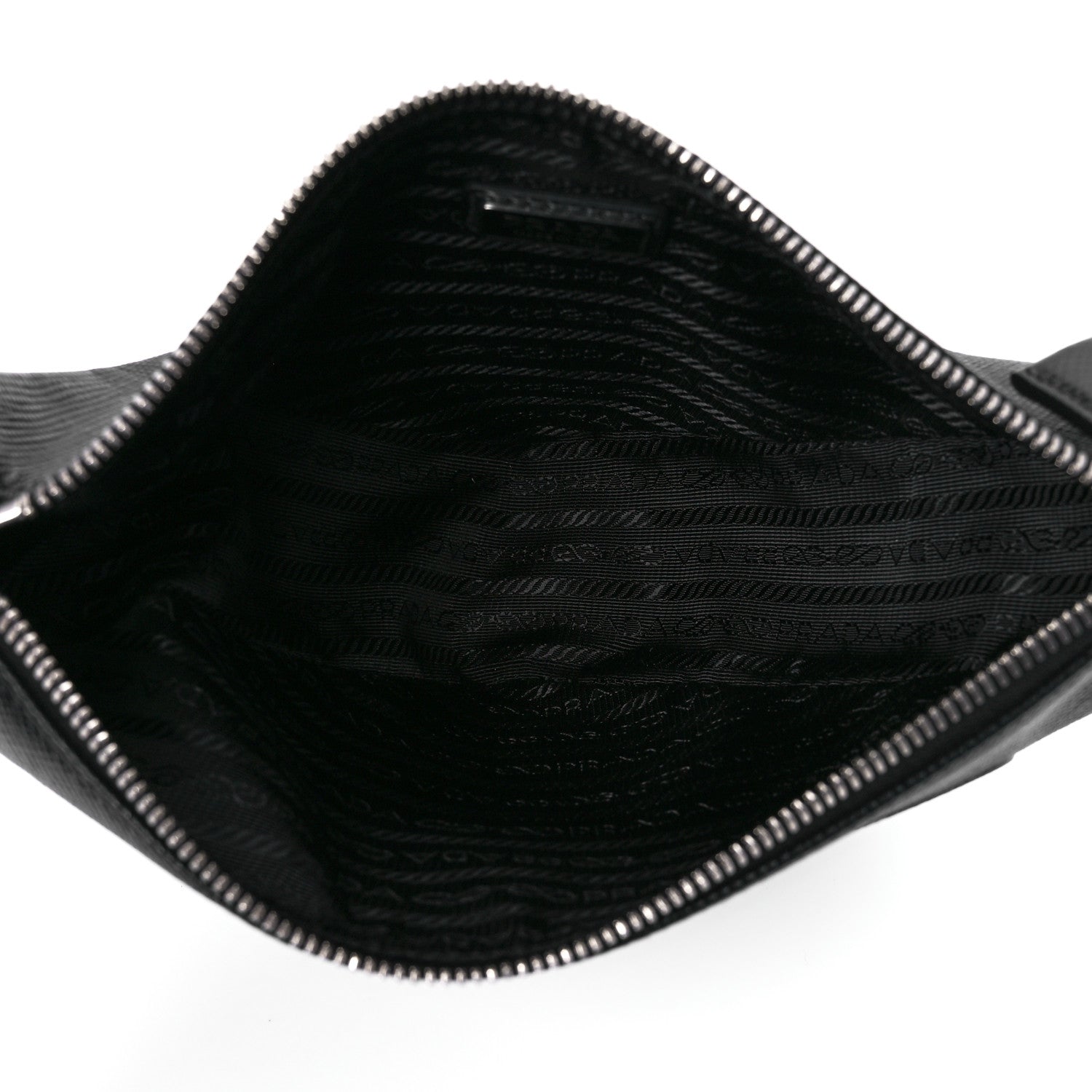 Prada Saffiano Cuir Triangle Logo Embossed Triangle Wristlet Black 5 of 12
