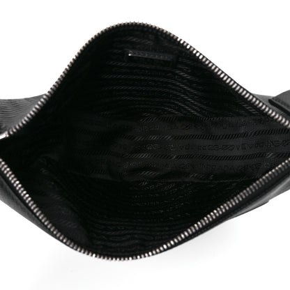 Prada Saffiano Cuir Triangle Logo Embossed Triangle Wristlet Black 5 of 12