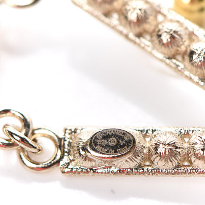 Chanel Crystal Cha-Nel Logo Drop Earrings Gold 4 of 4