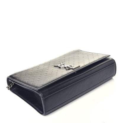 Saint Laurent Calfskin Studded Medium Monogram Satchel Black 4 of 10