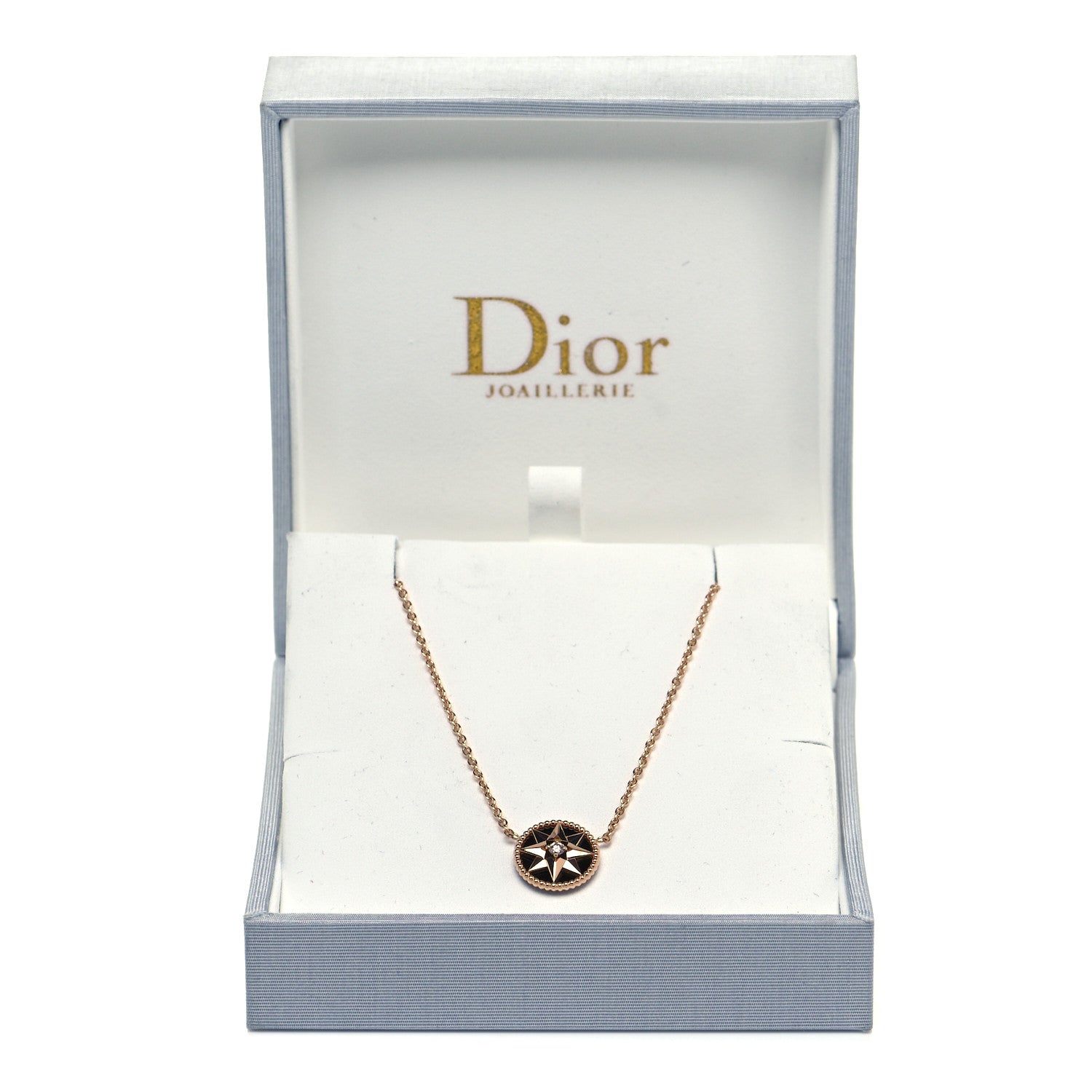 Christian Dior 18K Rose Gold Diamond Black Onyx Rose Des Vents Necklace 6 of 6