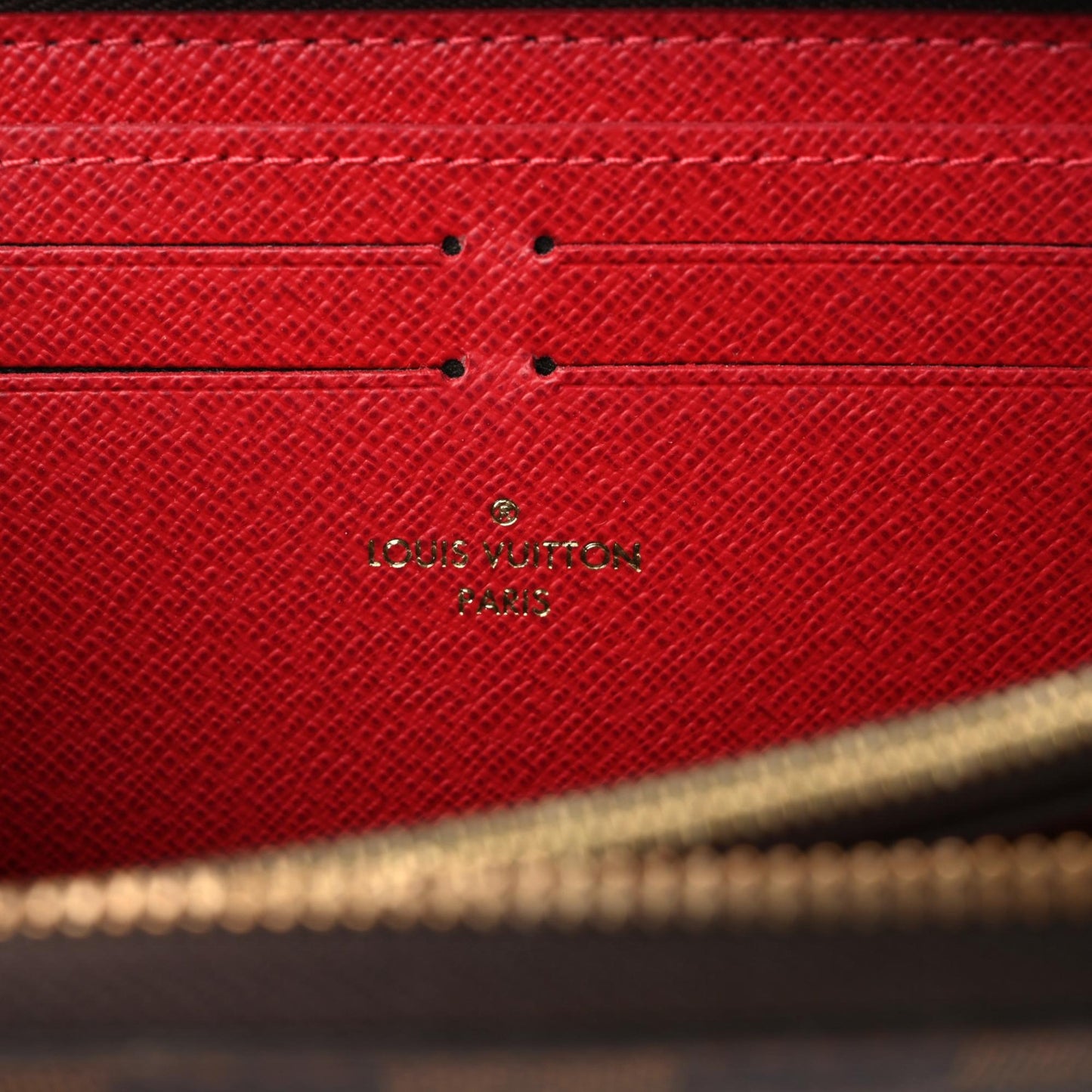 Damier Ebene Clemence Wallet Cherry
