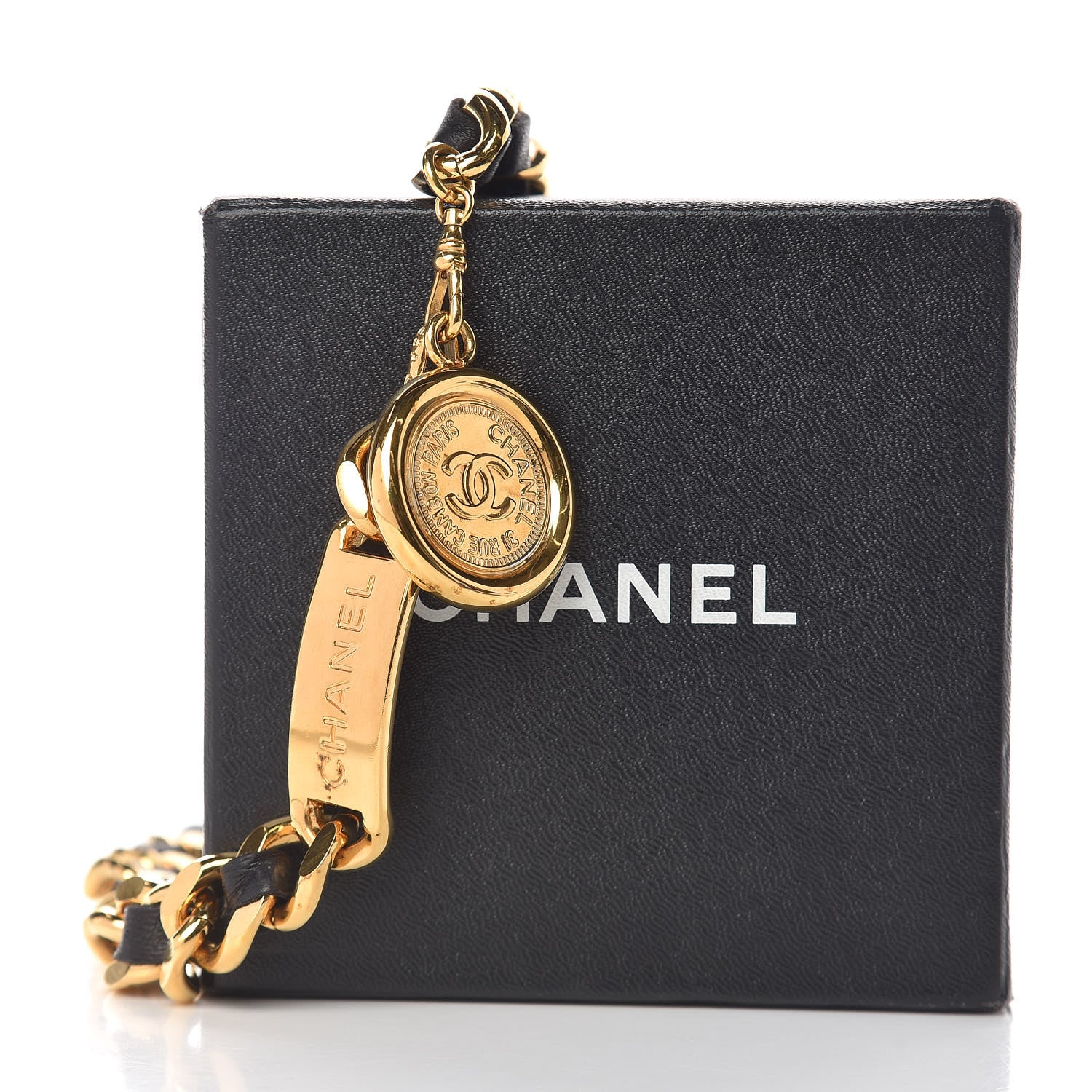 Chanel Lambskin Chain CC Medallion Belt Black Gold 7 of 7