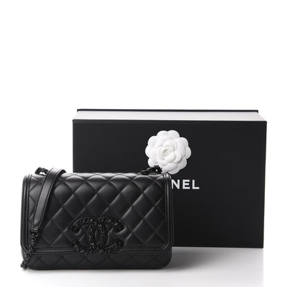Chanel Lambskin Quilted Small CC Filigree Flap Black 11 of 11