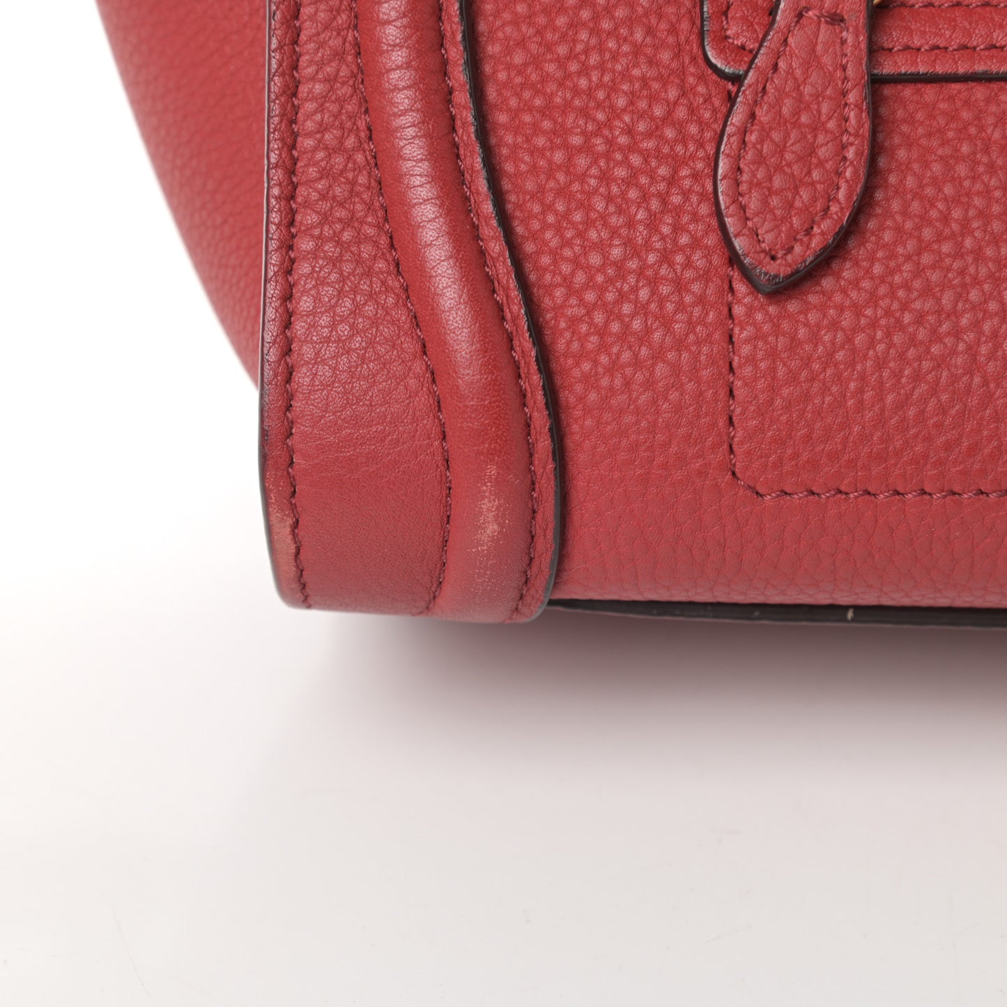 Drummed Calfskin Nano Luggage Red