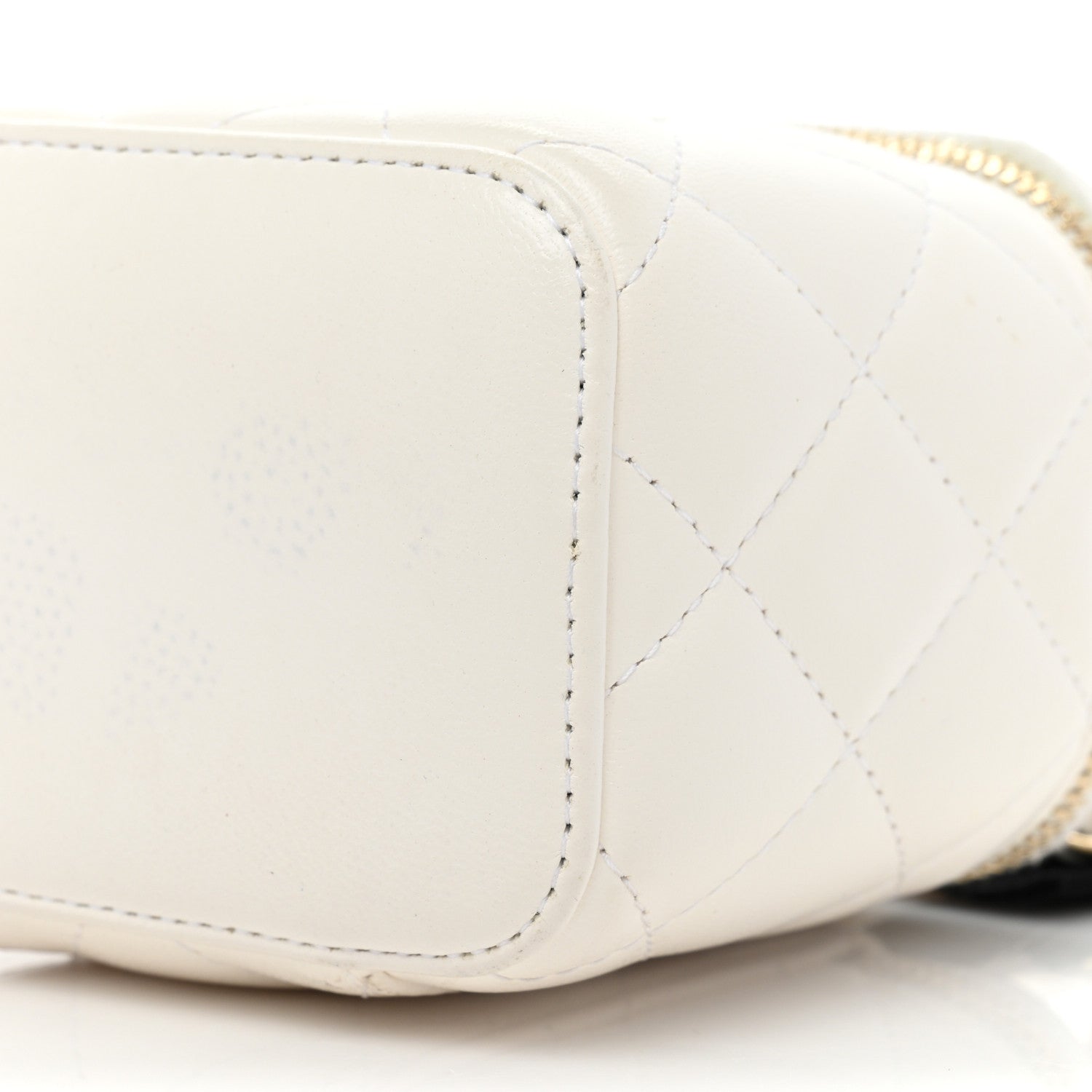 Chanel Lambskin Quilted Mini Camellia Bow Vanity Case With Chain White 8 of 15