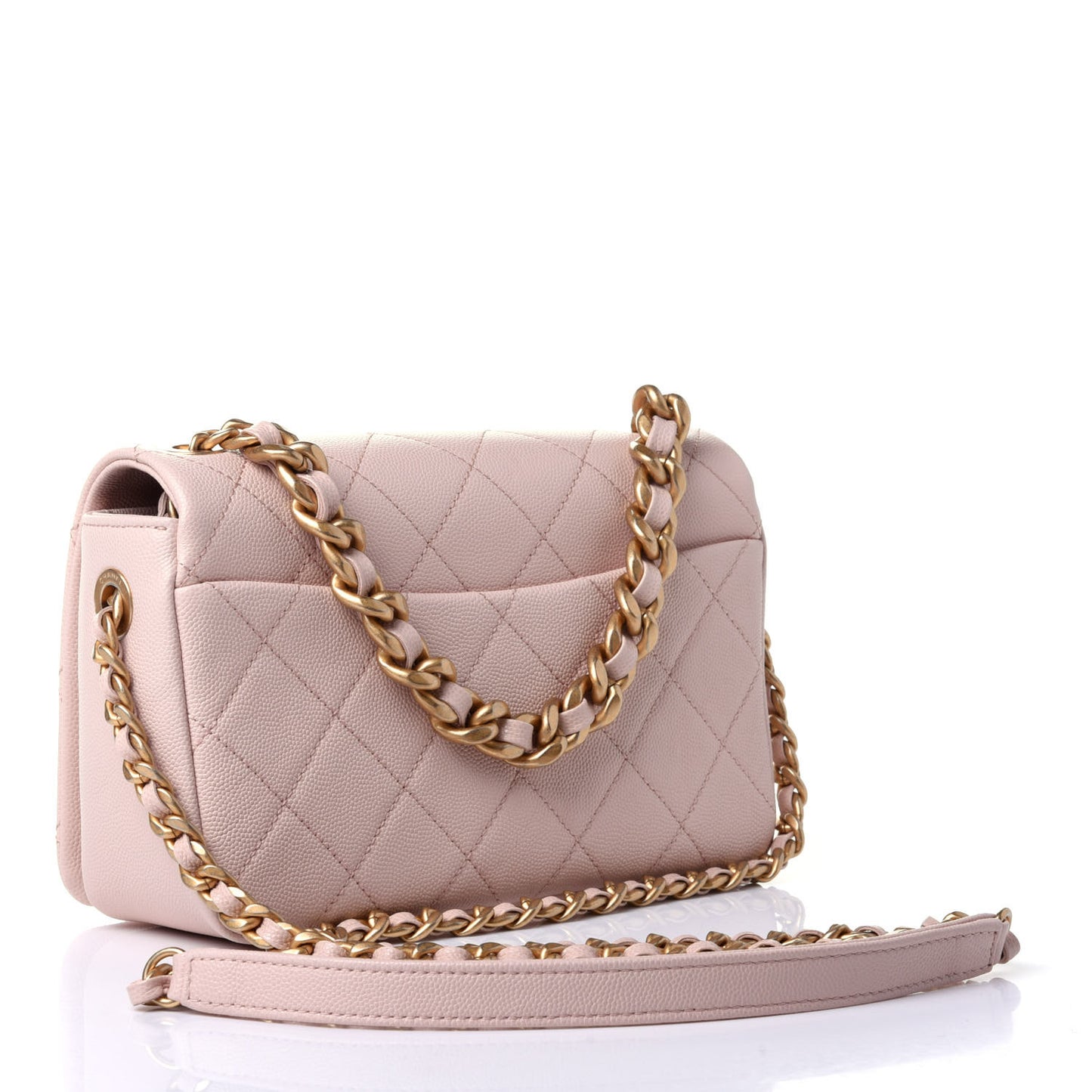 Caviar Quilted Small Fashion Therapy Flap Bag Beige