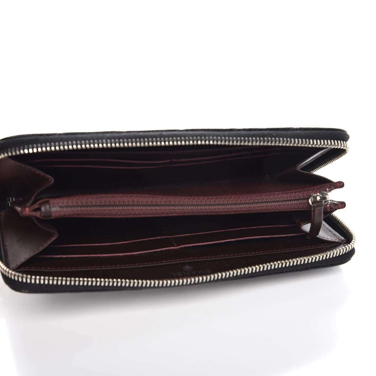 Caviar Quilted Large Gusset Zip Around Wallet Black