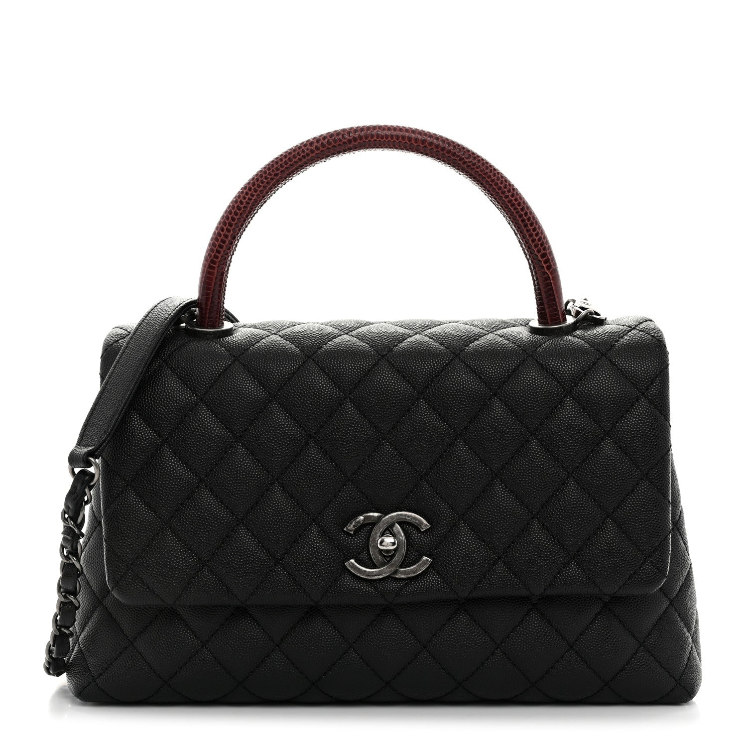 Chanel Caviar Lizard Embossed Quilted Small Coco Handle Flap Black 1 of 10