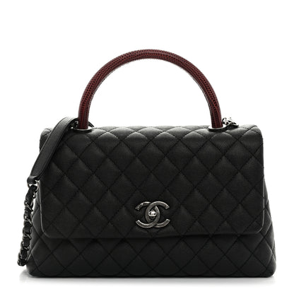 Chanel Caviar Lizard Embossed Quilted Small Coco Handle Flap Black 1 of 10