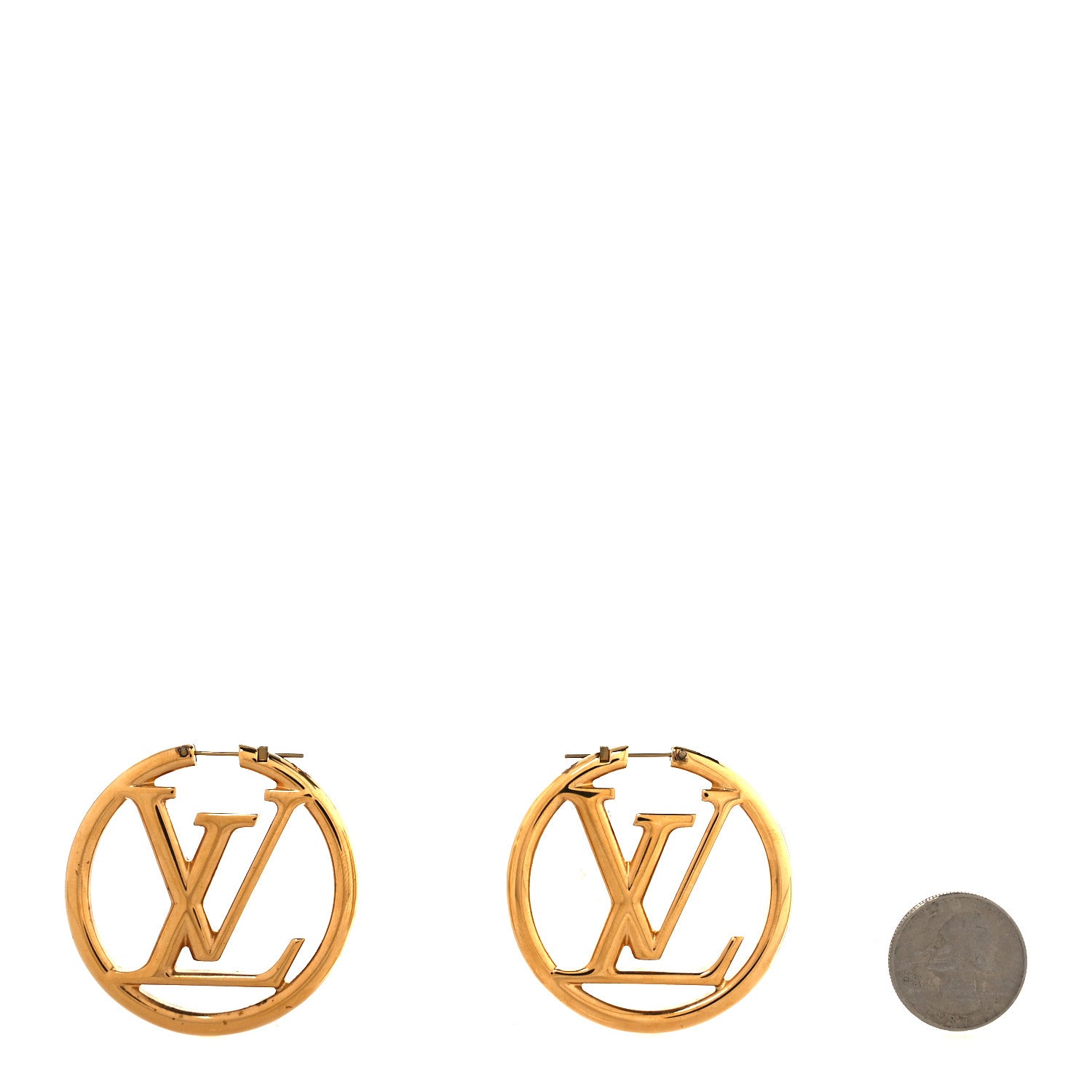 Louis Vuitton Metal Louise Hoop Earrings Gold 3 of 12