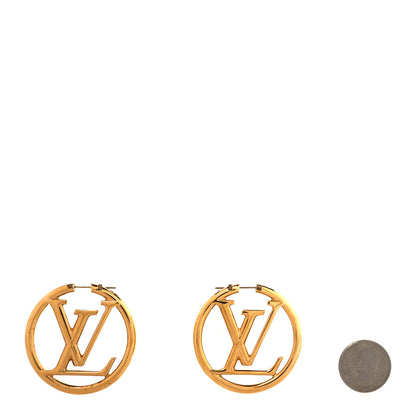 Louis Vuitton Metal Louise Hoop Earrings Gold 3 of 12