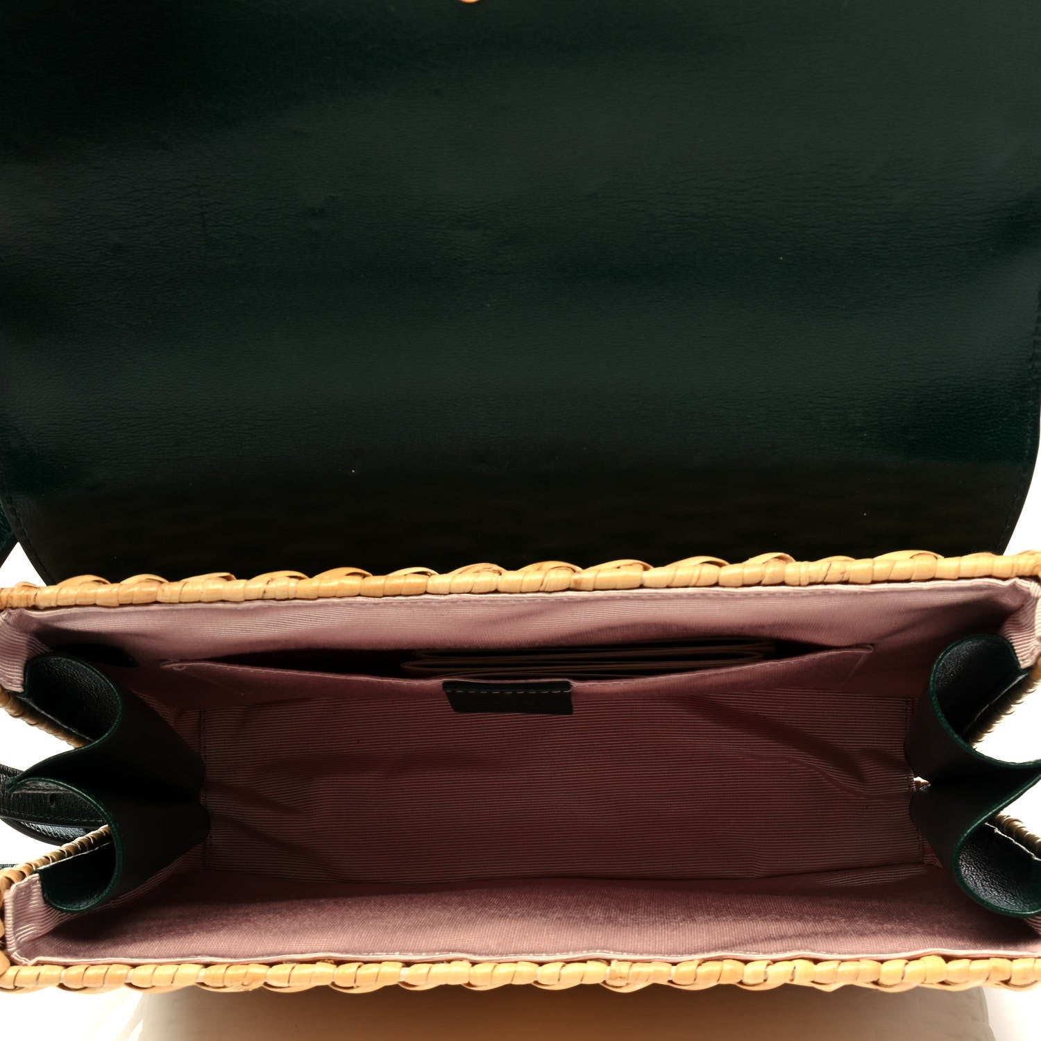 Gucci Wicker Calfskin Small Sylvie Top Handle Bag Naturale Green 5 of 6