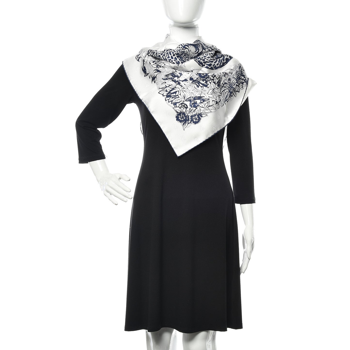 Silk Jungle Love Tattoo Scarf 90 Naturel Bleu Noir