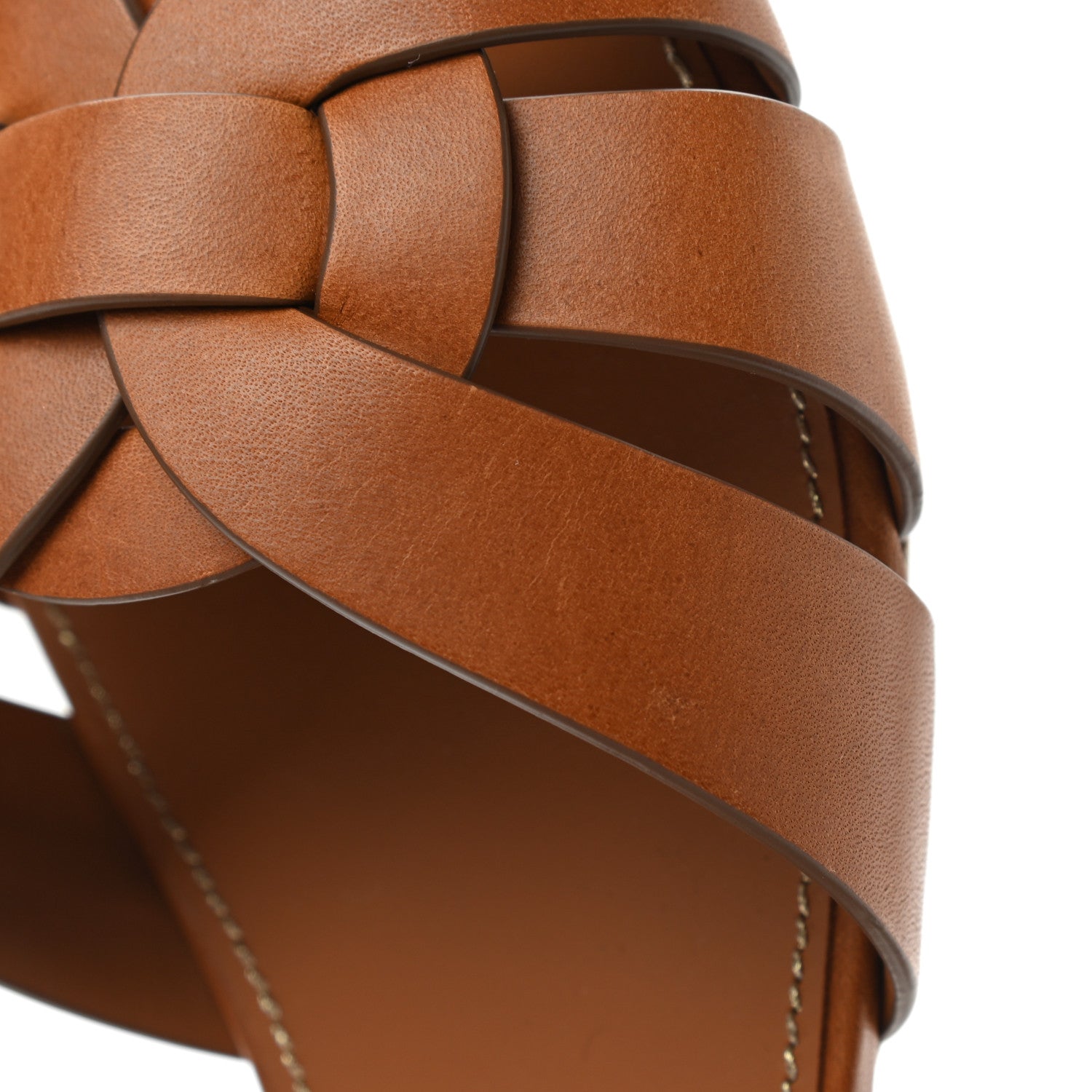 Saint Laurent Calfskin Tribute 05 Slide Sandals 38 Amber 11 of 12