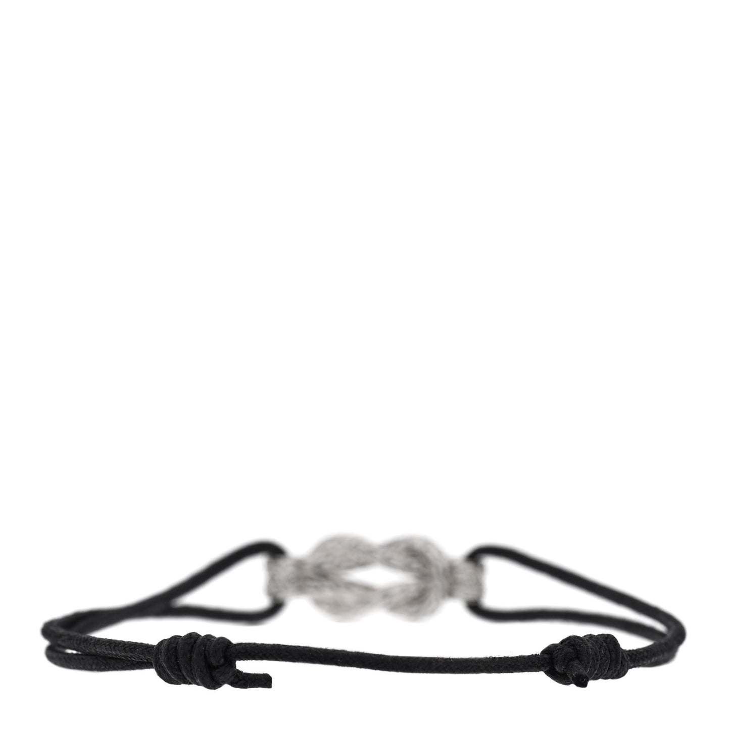 Sterling Silver Diamond Love Knot Cord Bracelet Black
