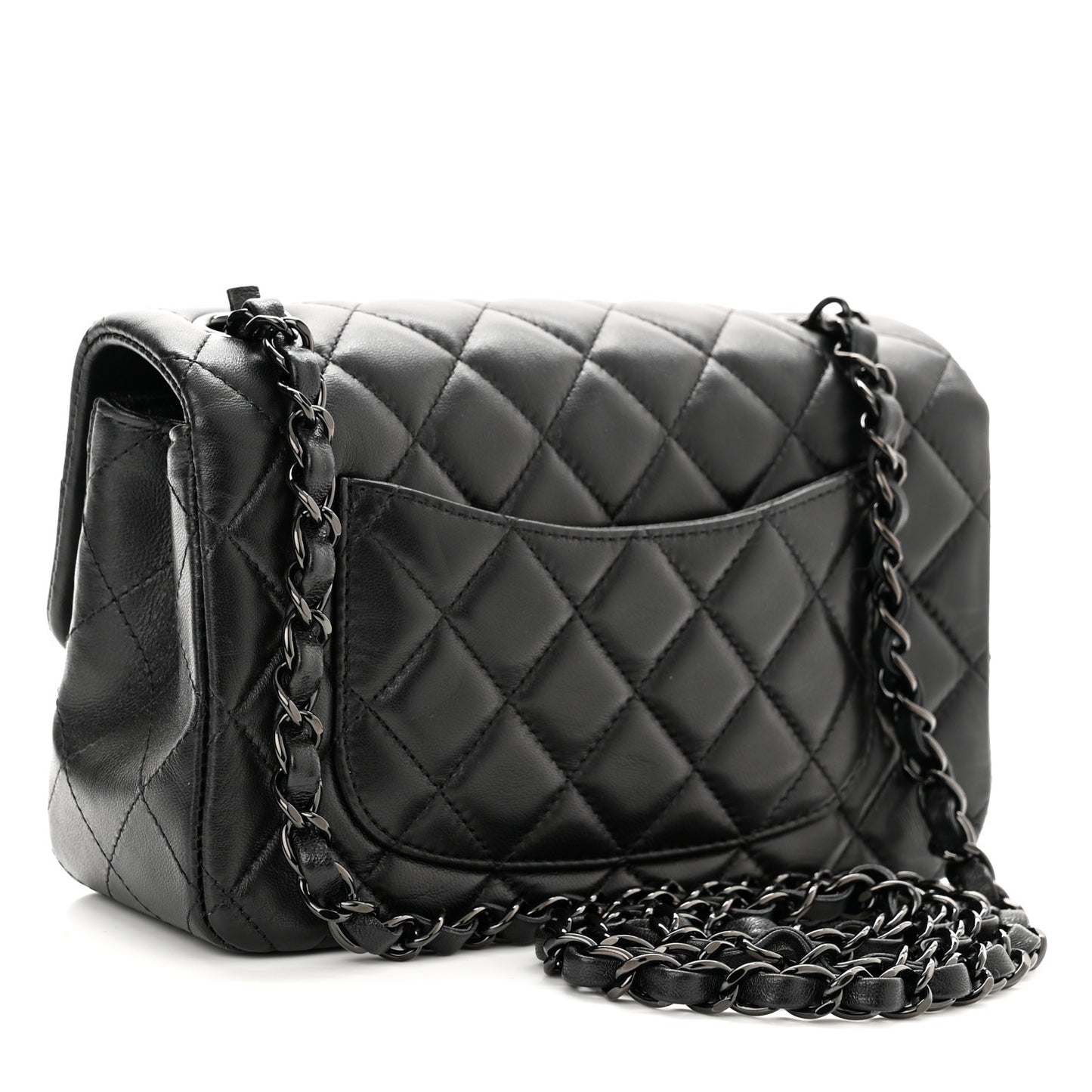 Lambskin Quilted Mini Rectangular Flap So Black