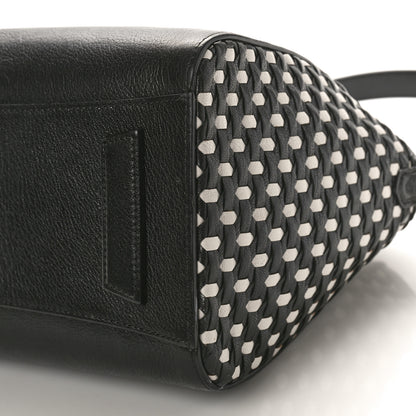 Givenchy Sugar Goatskin Woven Small Antigona Black White 10 of 14