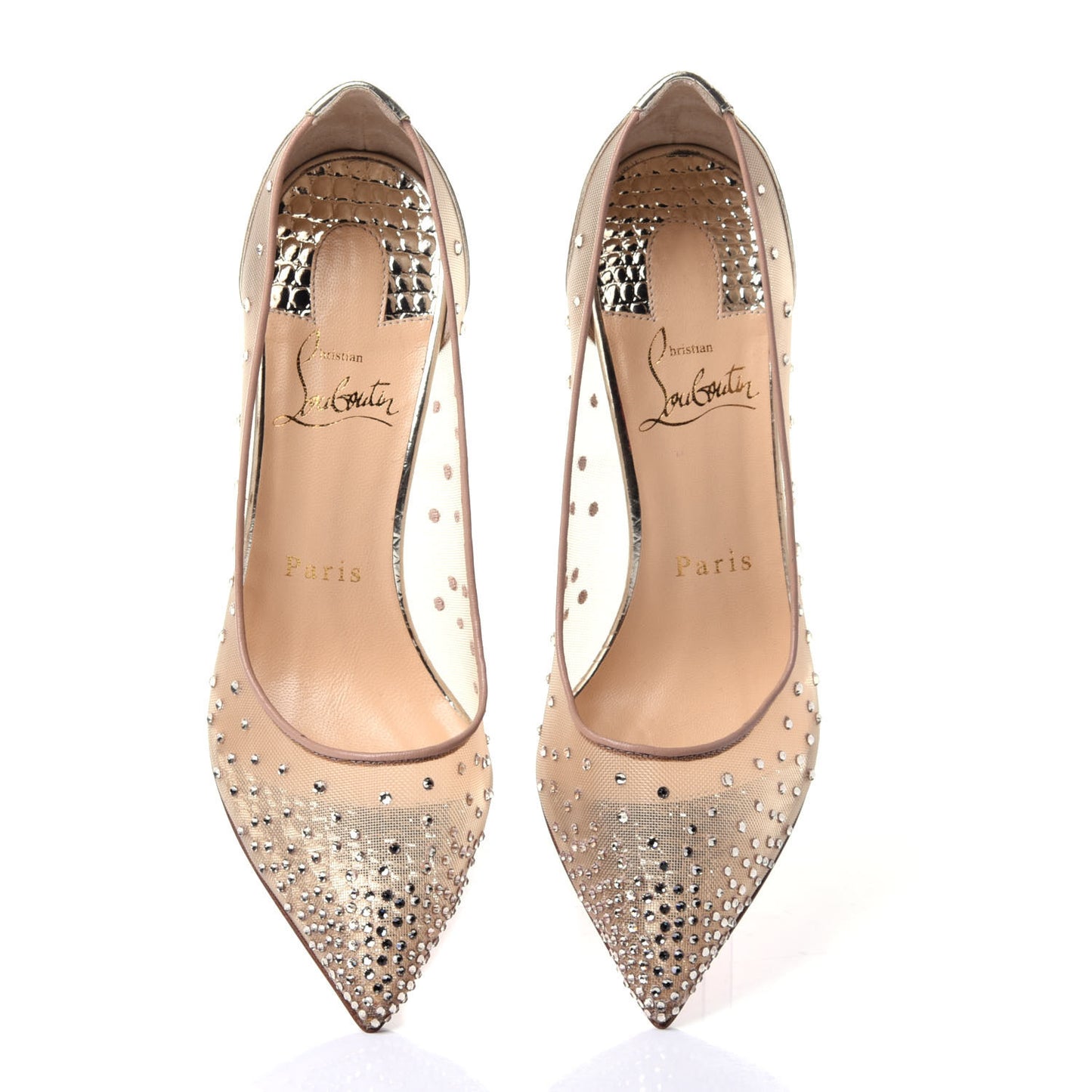 Rete Patent Crystal Strass Follies 100 Pumps 36 Gold