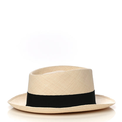 Hermes Straw Mens Rio Panama Hat 58 Natural Black 2 of 7