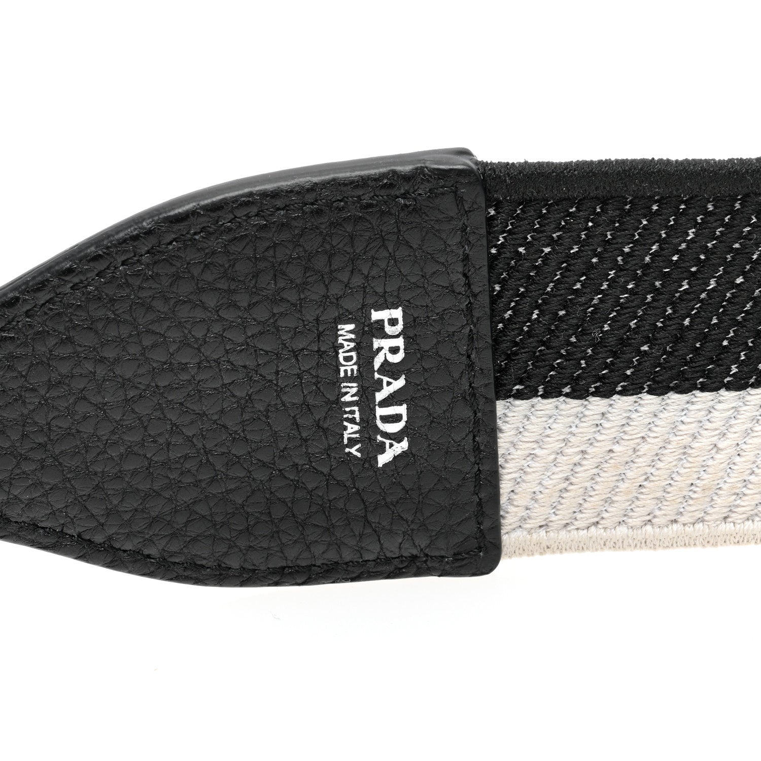 Prada Canvas Calfskin Logo Shoulder Strap Black White 3 of 4