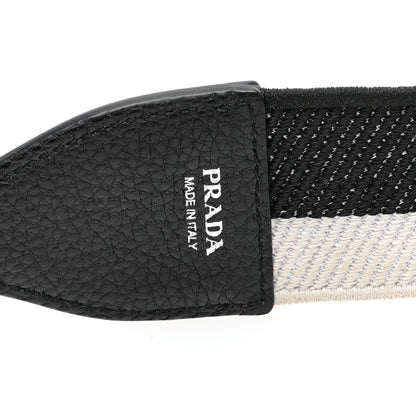 Prada Canvas Calfskin Logo Shoulder Strap Black White 3 of 4