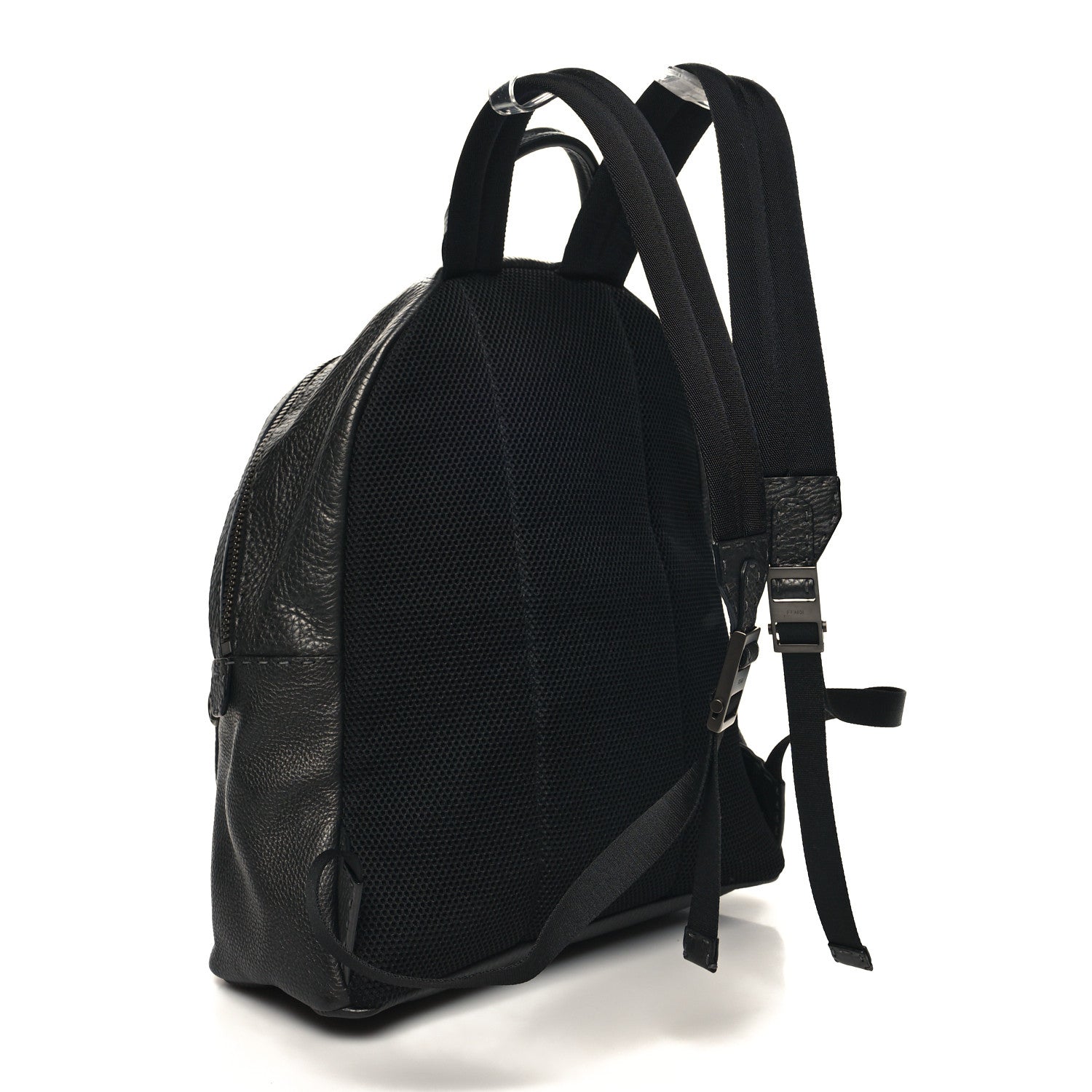 Fendi Cuoio Romano Lux Selleria Monster Eyes Embossed Rounded Backpack Asfalto 3 of 11