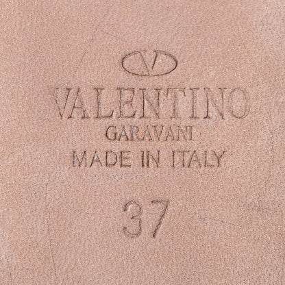Valentino Garavani Calfskin Rockstud Rolling Ankle Wrap Flat Thong Sandals 37 Cacao 7 of 8
