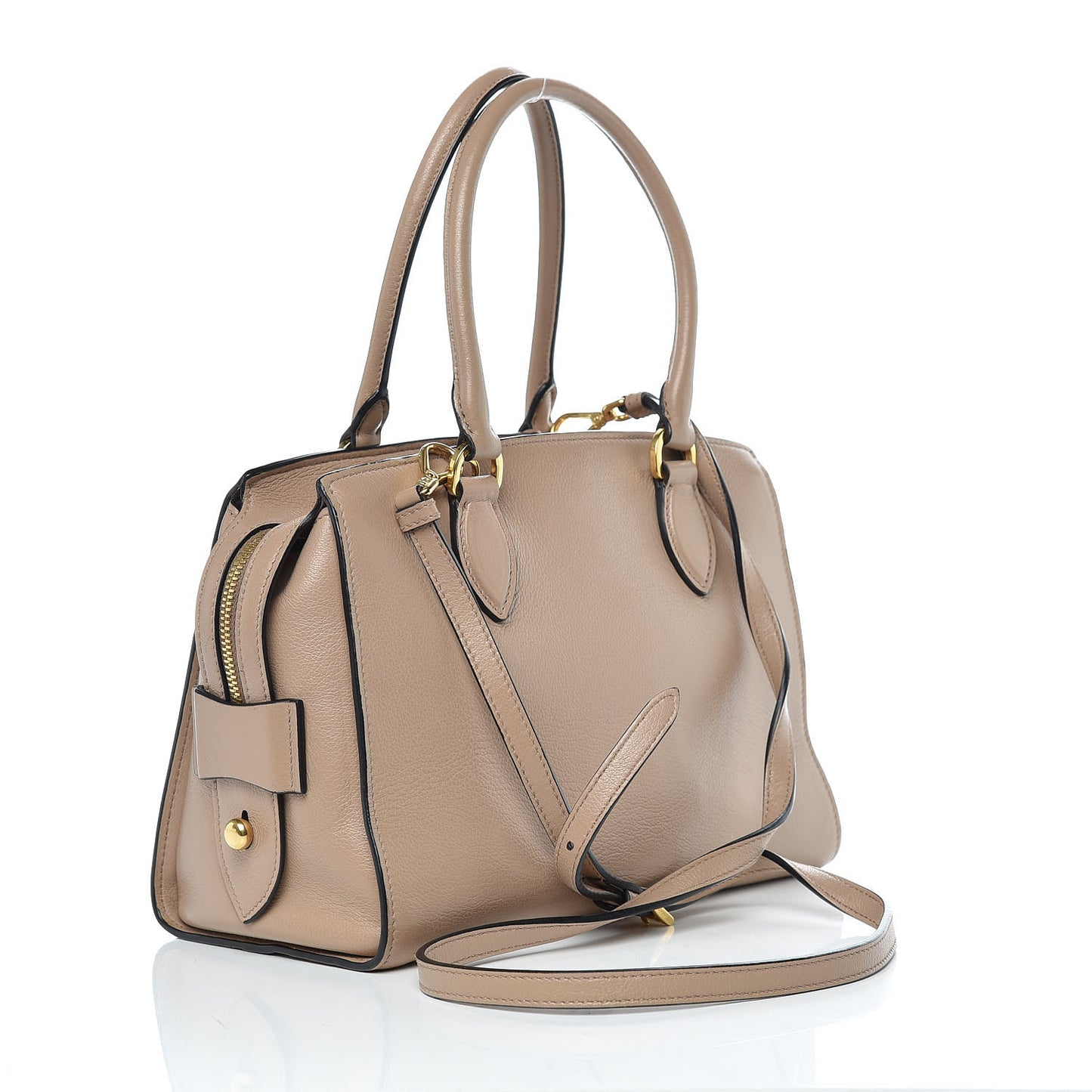 Glace Calfskin Shoulder Bag Cammeo
