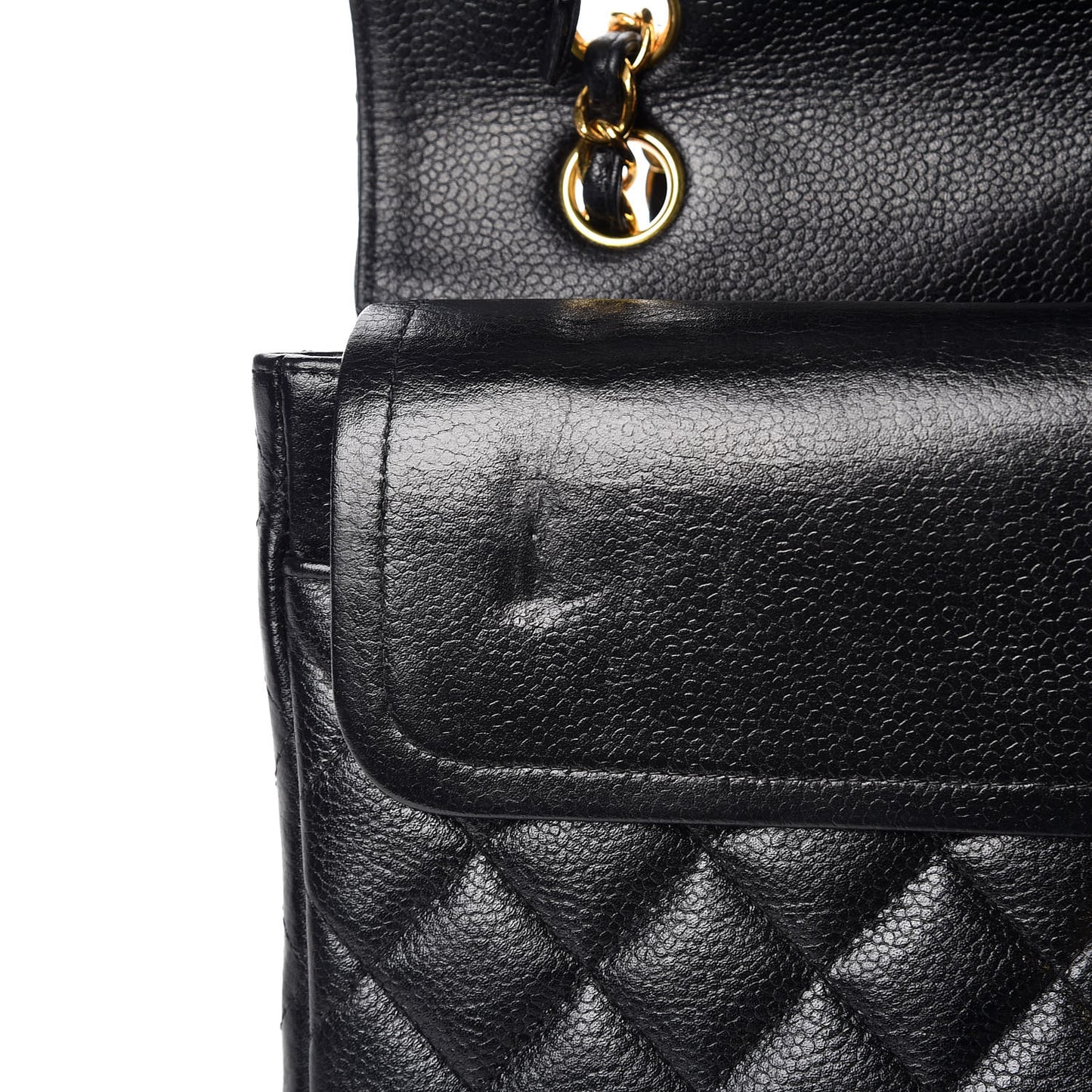Caviar Quilted Medium Double Flap Black