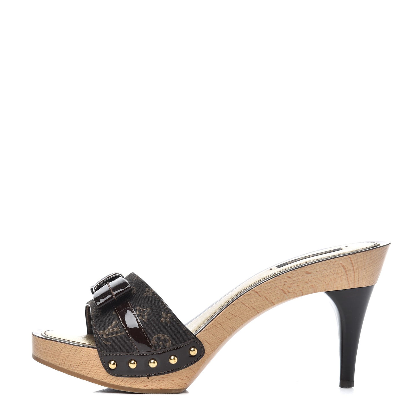Monogram Idylle Patent Bow Mules 37.5 Fusain